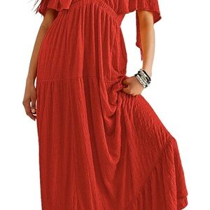 Red Women's Maxi Dress - Classic Flowing Summer Dress